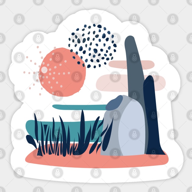 Tropical abstract landscape Sticker by SweetCoolVibes